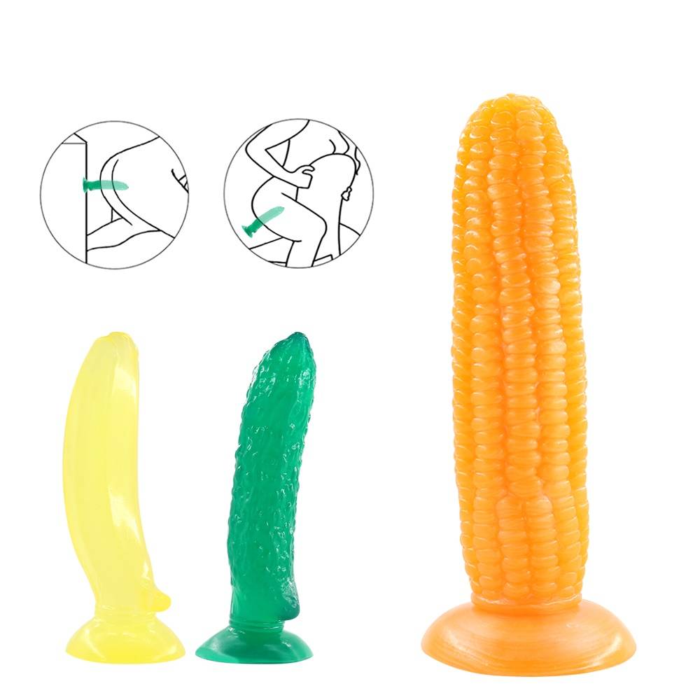 Jelly Penis Realistic Cucumber Banana Corn Dildo Sex Toys With Suction
