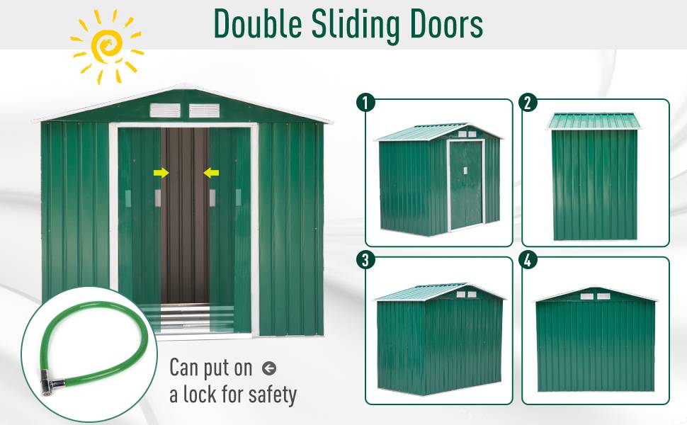 Garden Storage Shed w/Floor Foundation Outdoor Patio Yard Metal Tool Storage House