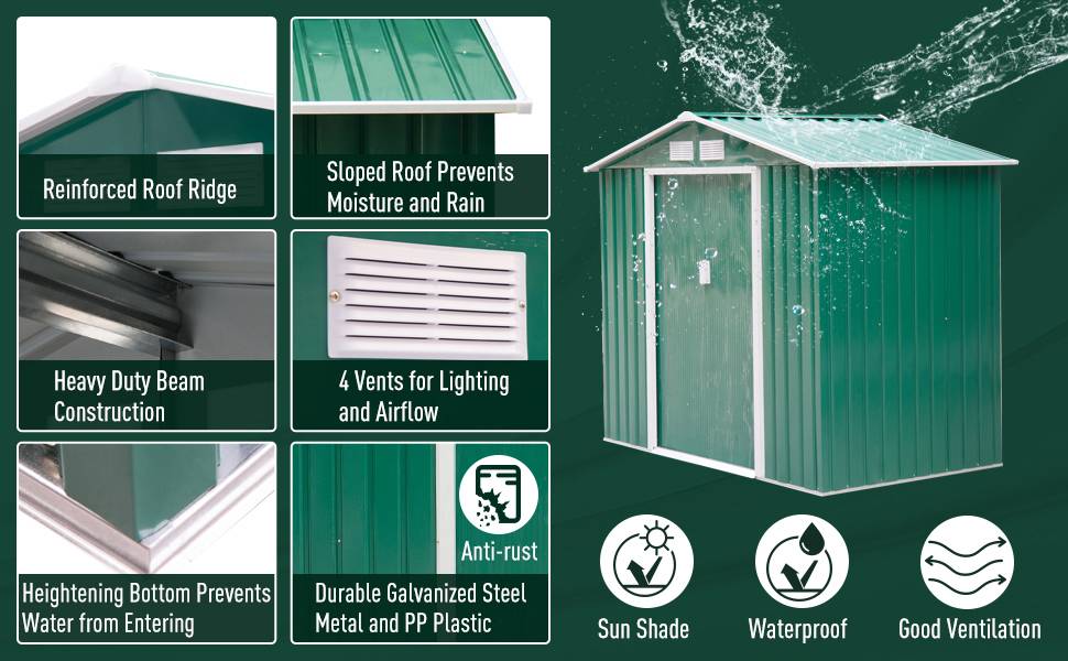 Garden Storage Shed w/Floor Foundation Outdoor Patio Yard Metal Tool Storage House