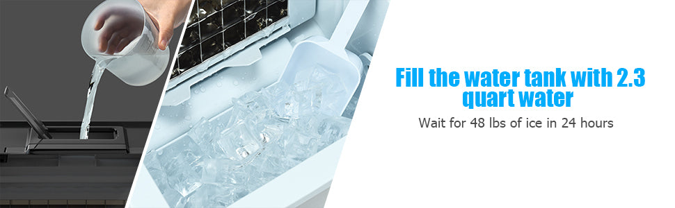 48LBS/24H Stainless Steel Countertop Ice Maker Machine with Self-Clean Function LCD Display Ice Scoop Basket
