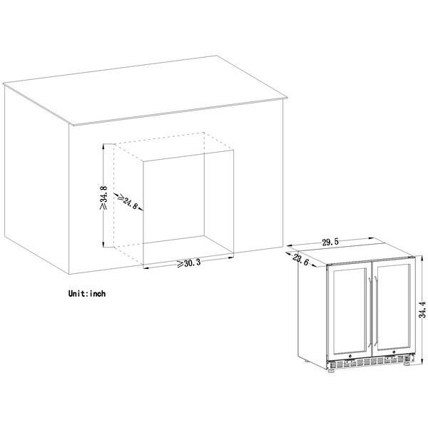 29.5'' 33 Bottle and 70 Can Freestanding Refrigeration Dual Zone Freestanding/Built-In Wine & Beverage Refrigerator