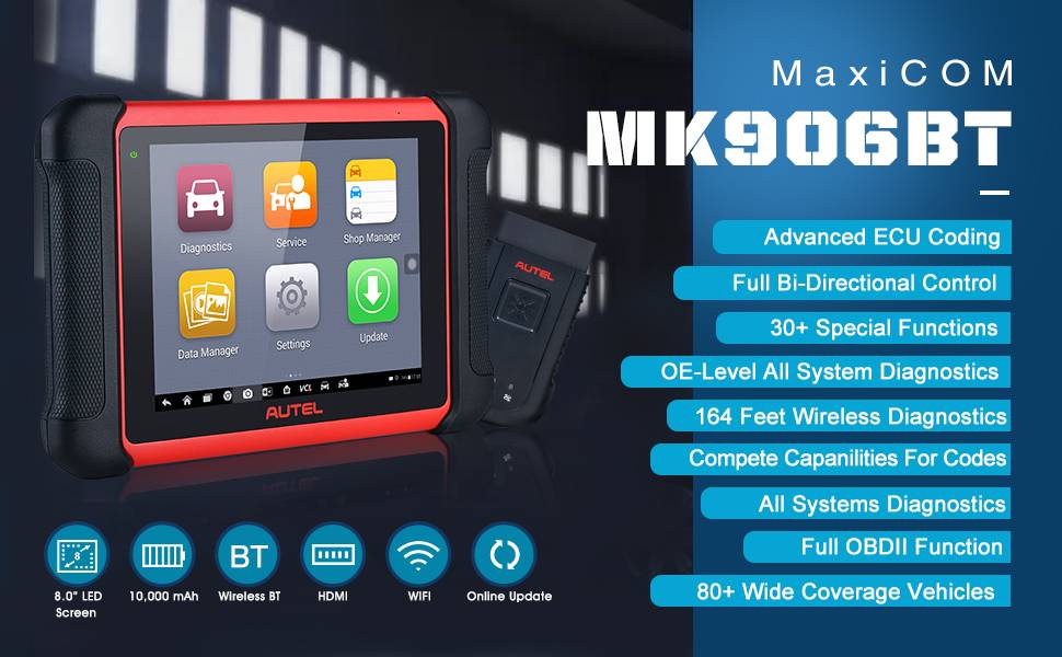 Autel MaxiCOM MK906BT diagnostic scan tool with mv108